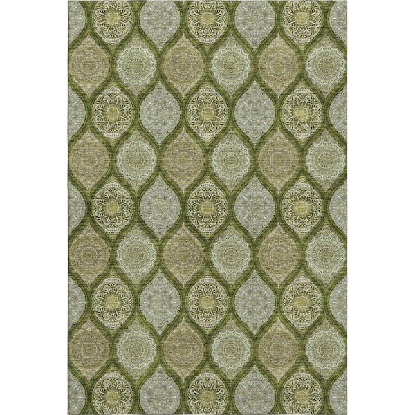 Addison Rugs Mayfield Premium Machine Washable Abstract AMF976 Olive 8 ft. x 10 ft. Area Rug