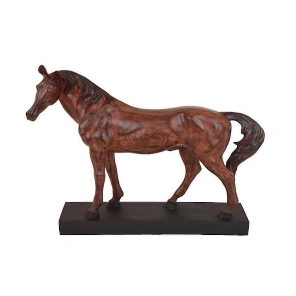 Benjara Fenny 16 in. Red Resin Standing Horse Tabletop Figurine Statuette