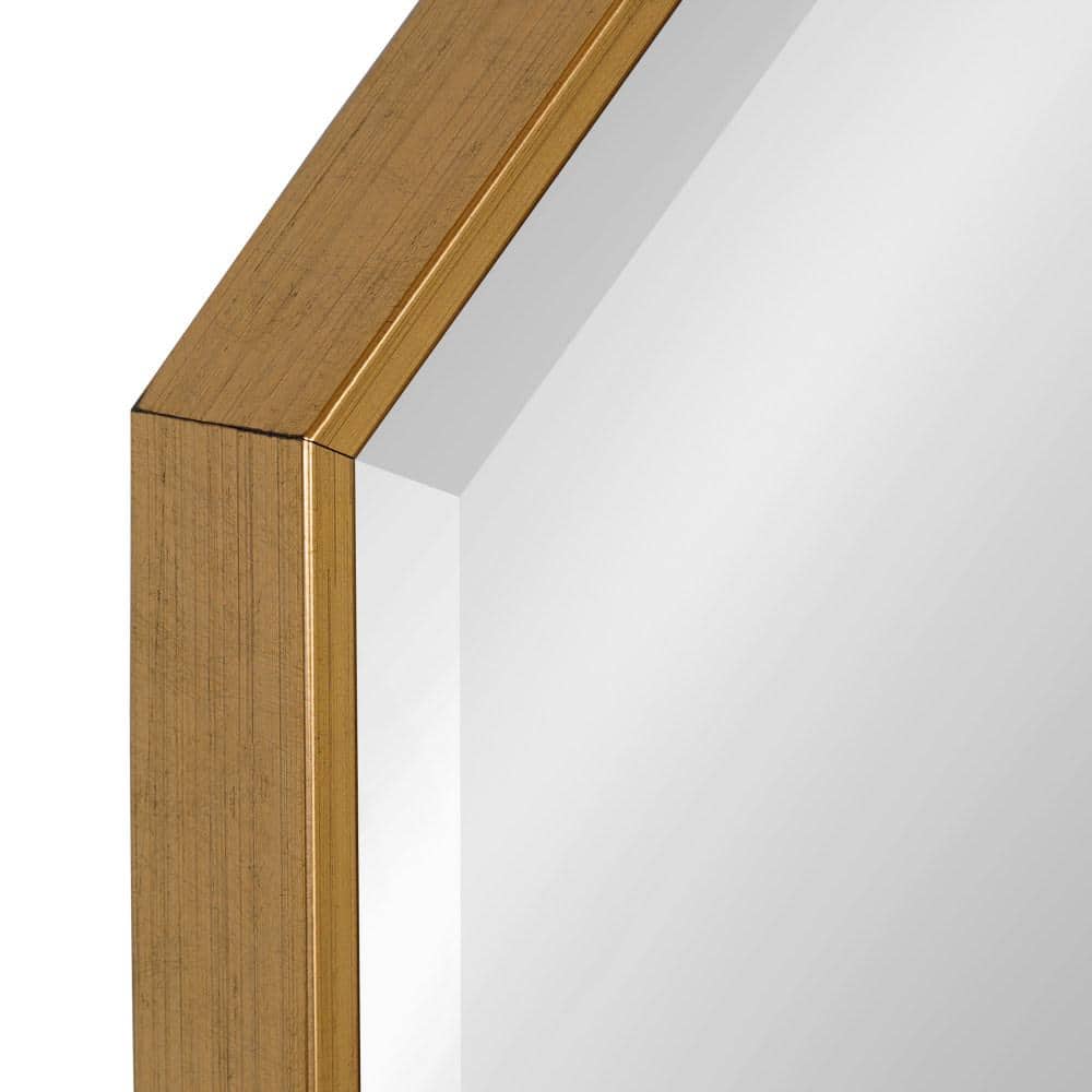 Gold Octagon Wall Mirror with Wood Frame, 34"