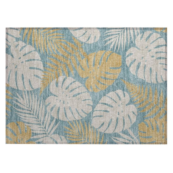 Chantille Machine Washable Indoor/Outdoor Abstract ACN3009 Teal 2 ft. x 3 ft. Accent Rug