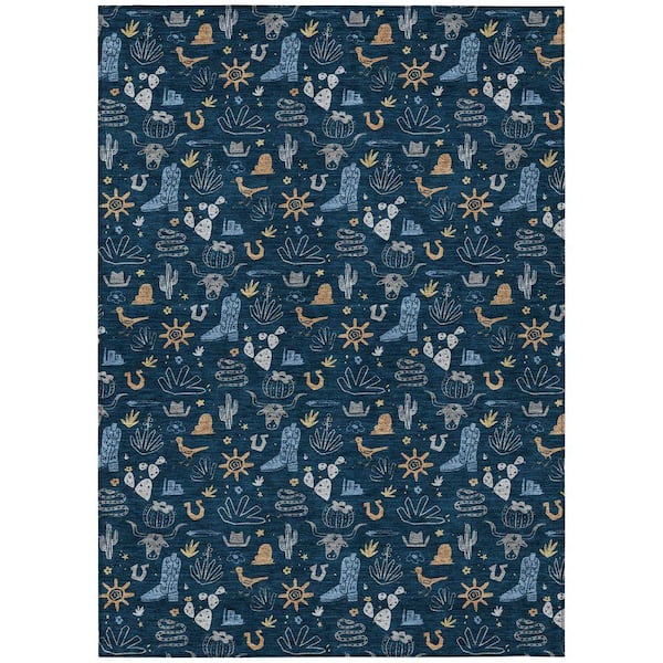 Chantille Machine Washable Indoor/Outdoor Abstract ACN2562 Navy 5 ft. x 7 ft. 6 in. Area Rug