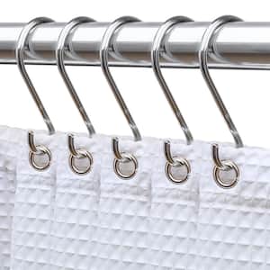 Rustproof Zinc S-Shaped Shower Curtain Hook Rings for Bathroom in Chrome (12-Set)