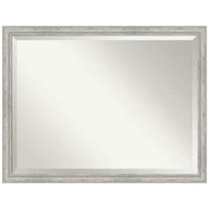 Angled Silver 43.25 in. x 33.25 in. Beveled Modern Rectangle Wood Framed Wall Mirror in Silver