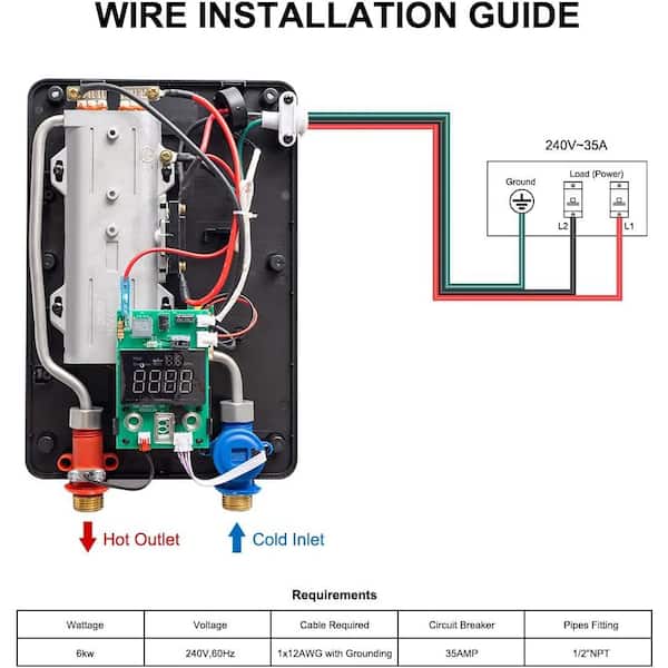 CAMPLUX GPM 6kW Point of Use Tankless Electric Water Heater