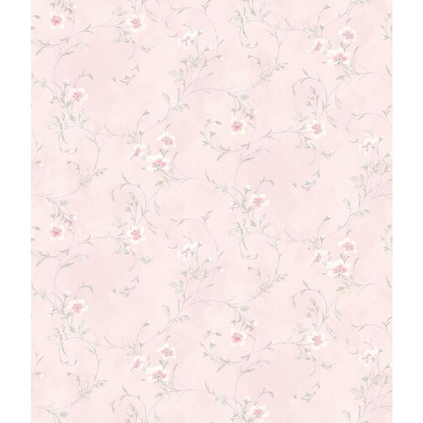 Chesapeake Capri Light Pink Floral Scroll Wallpaper