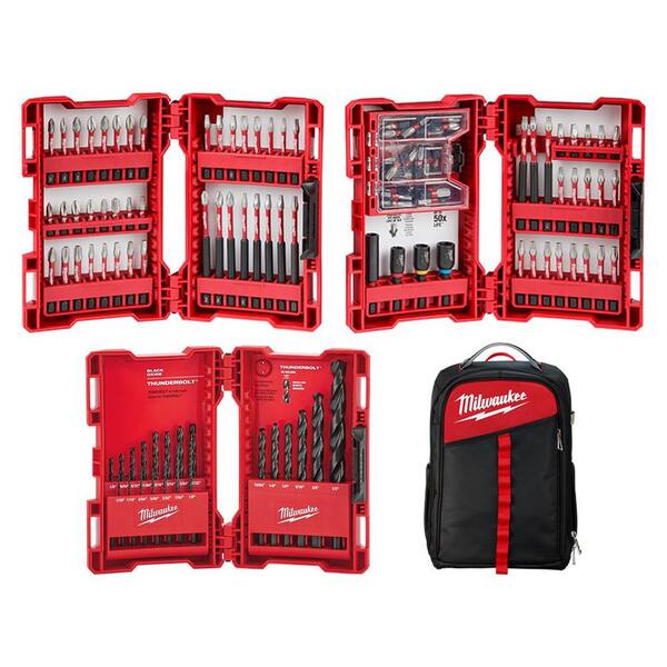 Milwaukee Shockwave Impact Duty Alloy Steel Drill and Screw Driver Bit Set (121-Piece) with Low Profile Backpack