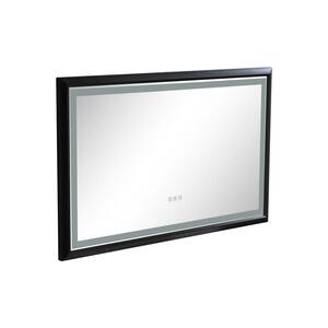 42 in. W x 24 in. H Rectangular Framed Wall Mounted LED Light Bathroom Vanity Mirror with Anti-Fog and Dimmable, Black