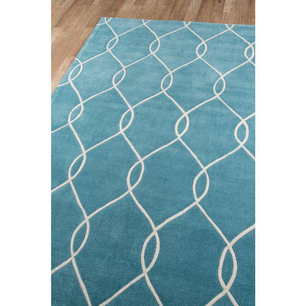 Teal Hand-Tufted Geometric 8' x 10' Synthetic Area Rug