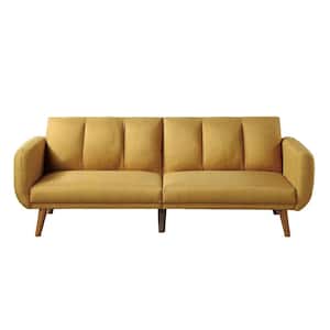 33 in. Yellow Solid Fabric Full Size Sofa Bed