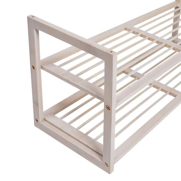 Honey Can Do 2 Tier Natural Wood Shoe Rack