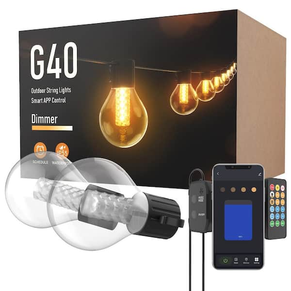 Unbranded 25-light 50 ft. Indoor/Outdoor Plug-in Integrated LED Globe String-Light with Dimmer Timer, Bluetooth App Control