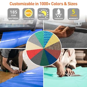 10 ft. x 6 ft. Customize Blue Sun Shade Sail UV Block185 GSM Commercial Rectangle Outdoor Covering for Backyard, Pergola