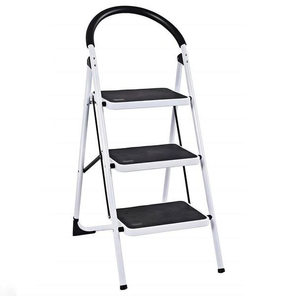 maocao hoom 3-Step Ladder Folding Step Stool with Wide Anti-Slip Pedal 330 lbs. Capacity Portable Ladders