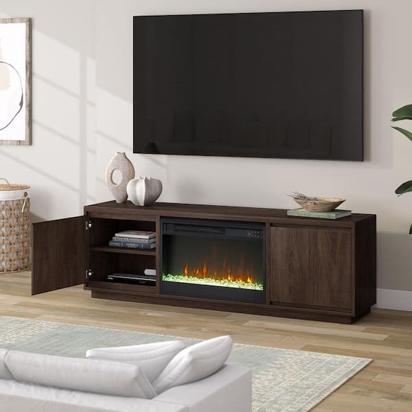 Meyer&Cross Presque 68 in. Satin Walnut TV Stand Fits TV's up to