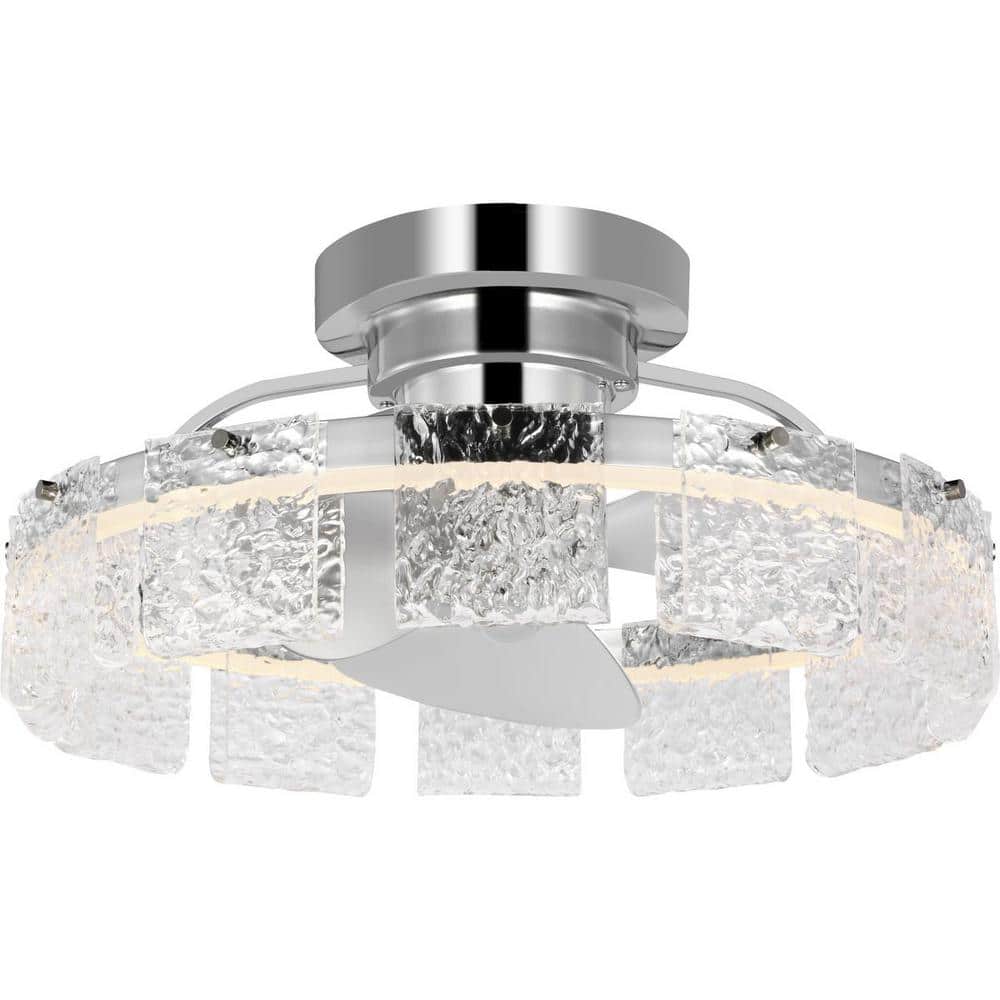 Polished Chrome 20" LED Fandelier with Remote and Glass Accents