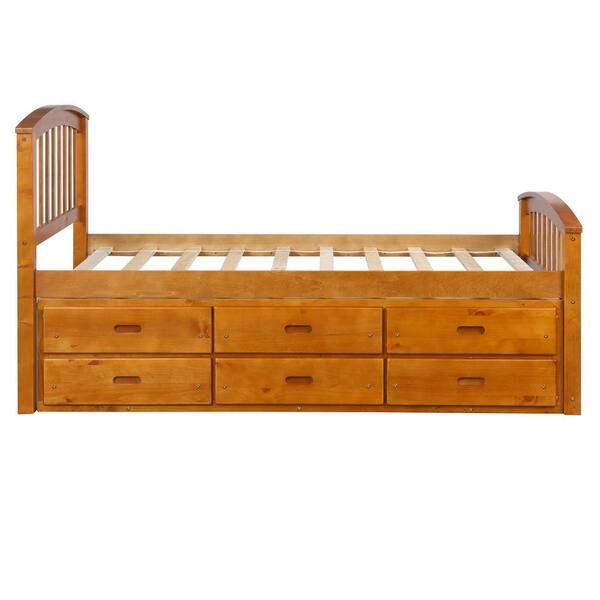 Eer Oak Twin Size Platform Bed Solid, Solid Wood Twin Bed Frame With Drawers
