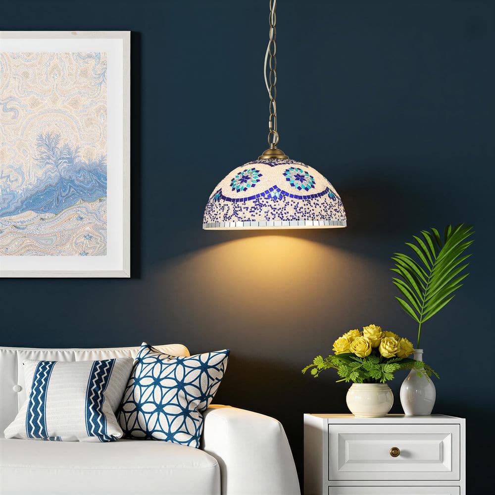 ドイツ KENSINGTON クリスタルグラス クラシック インテリアランプ Morauroral 1-Light Multi-Colored Tiffany Style Pendant Light with
