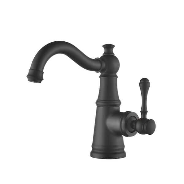 Single Handle Single Hole Bathroom Faucet Deck Mount Brass Vanity Basin Taps in Matte Black