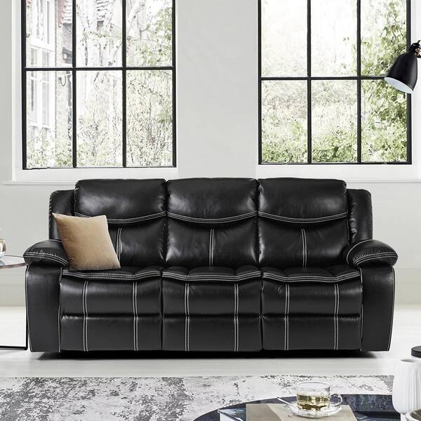 LA TERRE SHOP SALON de BLACK 2個セット Lazzara Austin 87.5 in. W Pillow Top Arm Faux Leather Rectangle