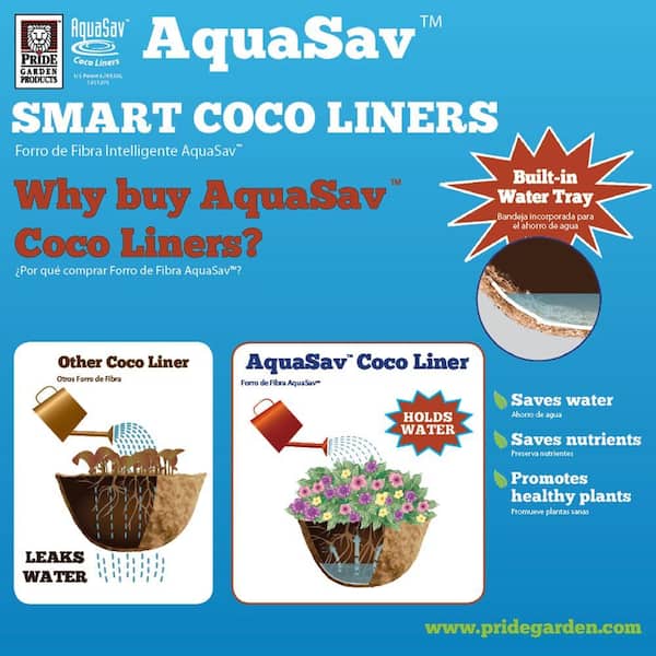 14” Pride Garden Products 5114PB Hanging Baskets with AquaSav Smart Coco Liner 