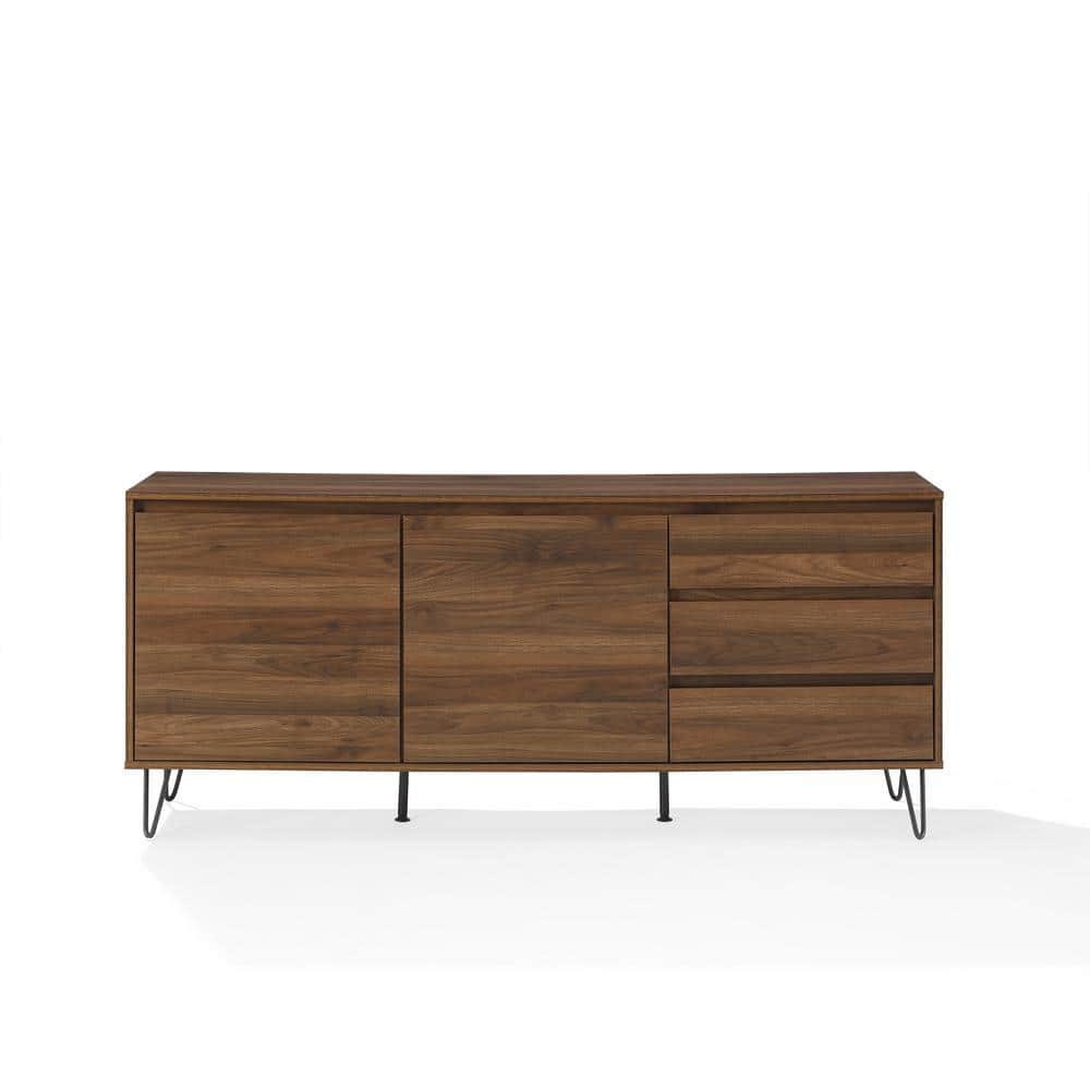 Teagan Brown Oak Mid Century Record Storage Sideboard Cabinet