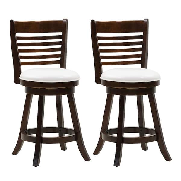 Counter Height Wood Swivel Bar Stools, Wooden Bar Height Stools With Backs