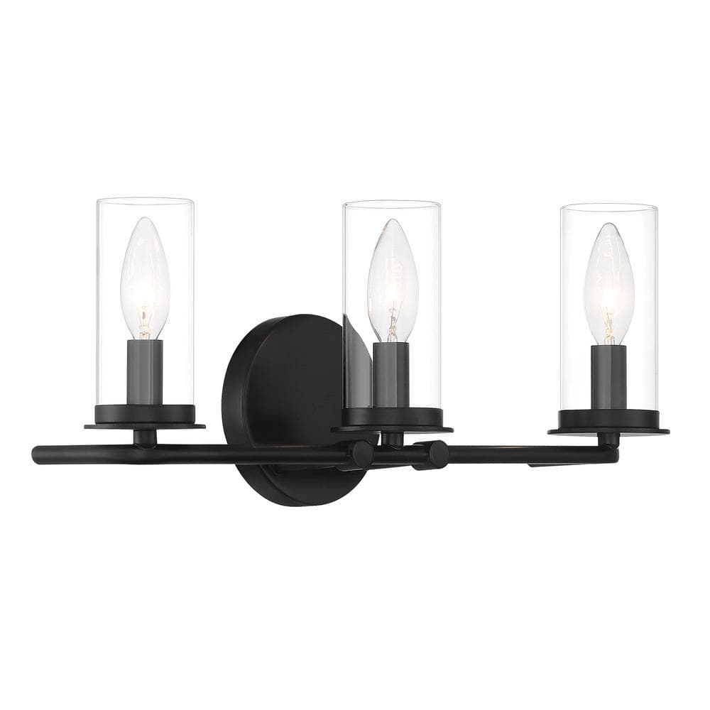 Hudson Heights Matte Black 3-Light 18" Wide Vanity Cylinder