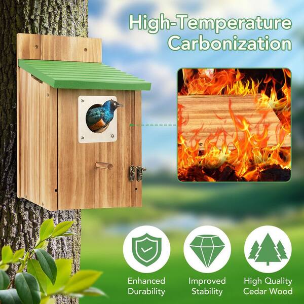 N/A Cedar Wooden Bird Houses with Metal Predator Guard Outdoor