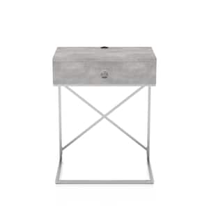 Seth 23.25 in. H Light Gray Side Table With USB Plug