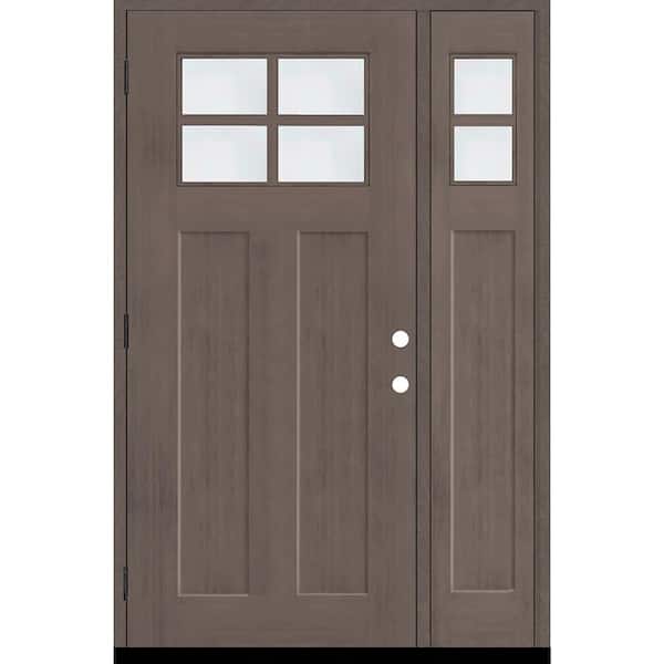 Steves & Sons Regency 53 in. x 80 in. RHOS 4L-1/4Toplite Clear Glass Ashwood Stain Fir Grain Fiberglass Prehung Front Door w/14 in. SL
