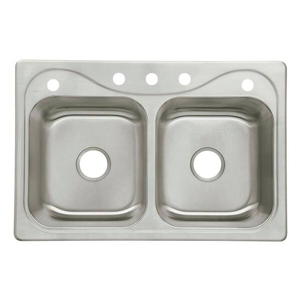 Unbranded Southhaven Drop-In Stainless Steel 33x22x8-1/2 5-Hole Double Basin Kitchen Sink