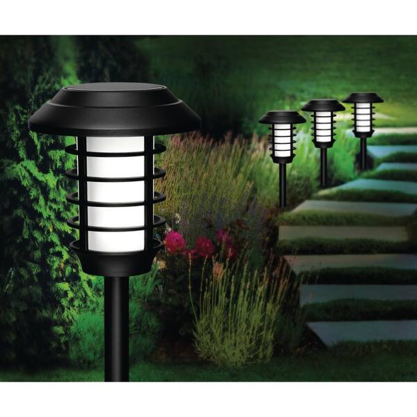Bell Howell Solar Powered Black Metal 2 Modes 21 Lumens Led Landscape Lighting Pathway Lights Set Of 4 7083 Bell Howell Solar Powered Black Metal, Led Pathway Solar Lighting Set