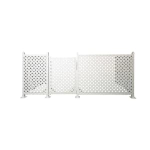 24 ft. x 3 ft. White Plastic Lattice Fence Panel/Enclosure Kit with Gate Insert- Hard Surface