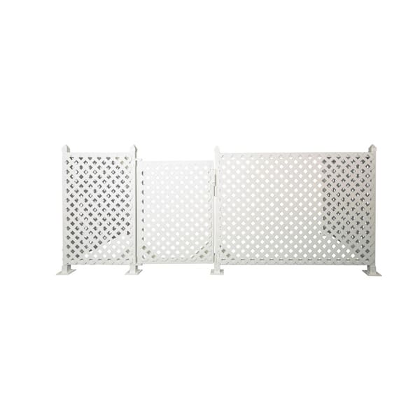 SnapFence 24 ft. x 3 ft. White Plastic Lattice Fence Panel/Enclosure Kit with Gate Insert- Hard Surface