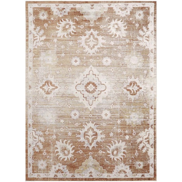 Nourison Astra Machine Washable Copper 8 ft. x 10 ft. Distressed Traditional Area Rug