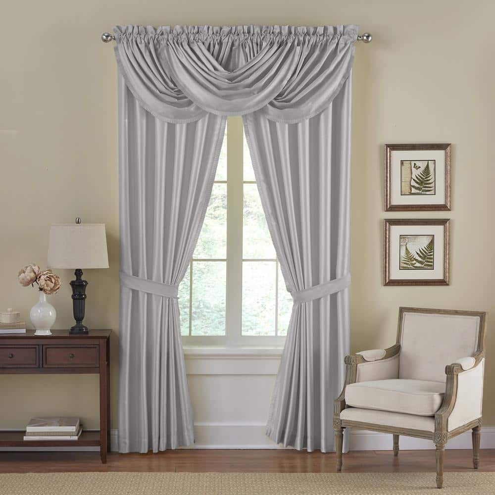 Gray Faux Silk Blackout Pleated Curtain Panel 52" x 108"
