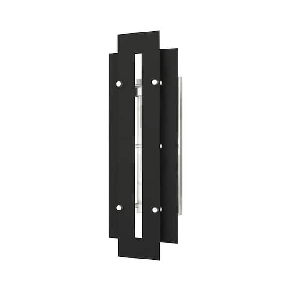 Livex Lighting Utrecht 1 Light Black with Brushed Nickel Accents Outdoor Wall Sconce