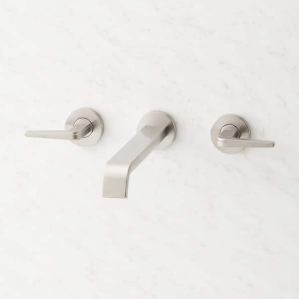 SIGNATURE HARDWARE Drea 2-Handle Wall Mount Roman Tub Faucet in Brushed Nickel