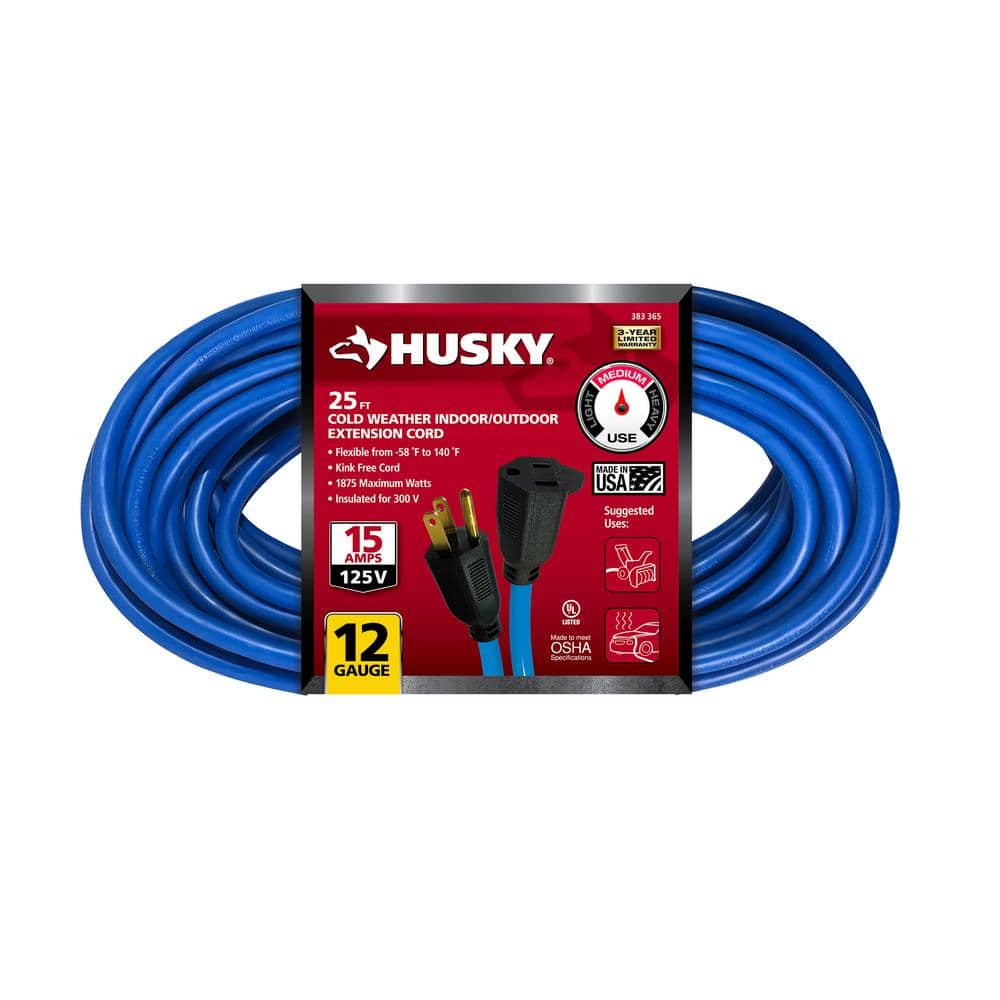 Husky 25 ft. 12/3 Medium Duty Cold Weather Indoor/Outdoor