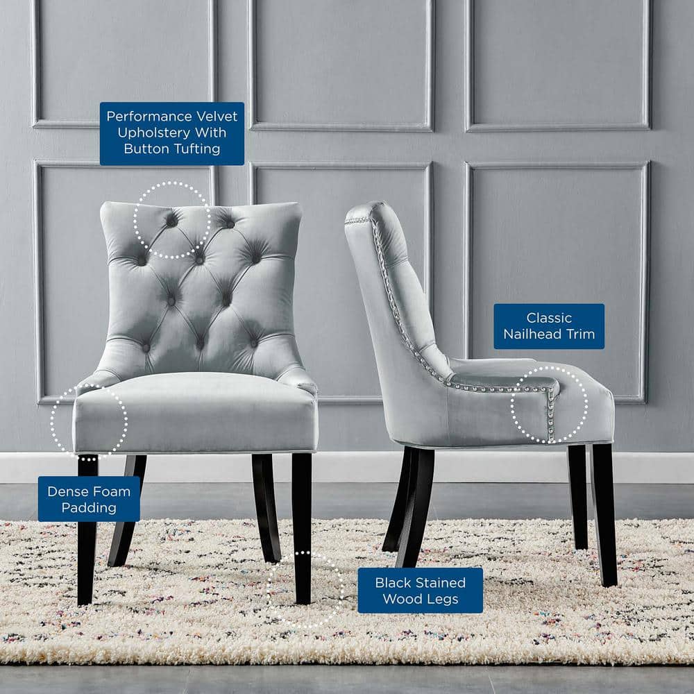 Light Gray Velvet Upholstered Parsons Side Chair with Wood Frame