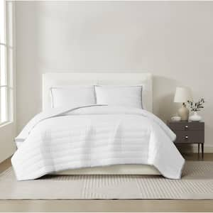 Cotton Sateen 310 TC White Full/Queen 3 Piece Quilt Set