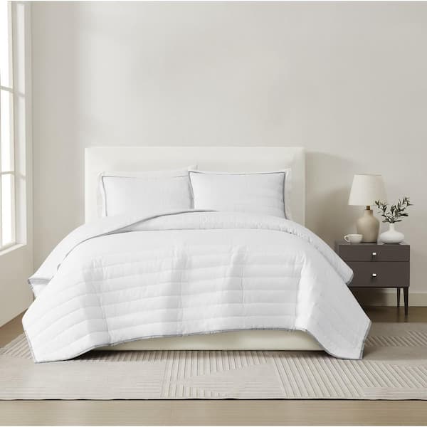 Christian Siriano Cotton Sateen 310 TC White Full/Queen 3 Piece Quilt Set