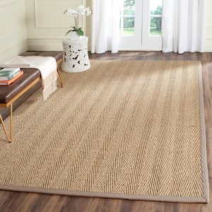 Natural Fiber Beige/Gray 6 ft. x 6 ft. Square Border Area Rug