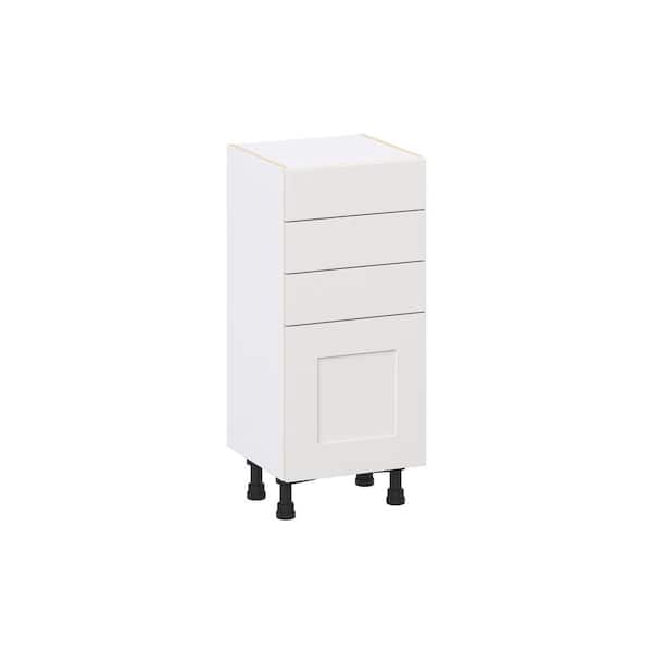 Roseland 15 in. W x 14 in. D x 34.5 in. H Assembled Shaker Base Kitchen Cabinet in Warm White with 3 Drawers