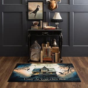 Spooky Enter Gray 2 ft. x 3 ft. 4 in. Machine Washable Holiday Area Rug