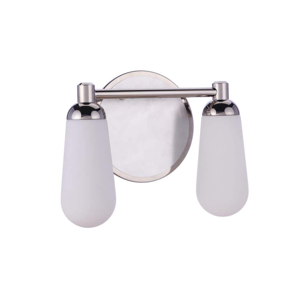 Riggs 12.38 in. 2 Light Brushed Polished Nickel/Polished Nickel Finish Vanity Light with White Frosted Glass Shade price history on PriceWatchPro