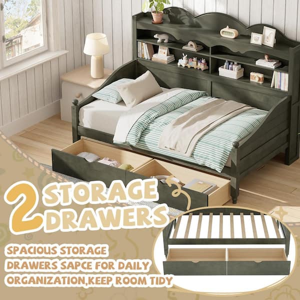 Harper & Bright Designs Retro Style Antique Gray Twin Size Daybed