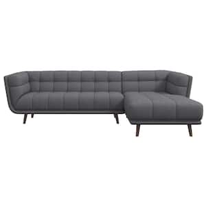Kansas 102 in. W Square Arm 2-piece L-Shaped Fabric Modern Right Facing Corner Sectional Sofa in Ash Gray (Seats 4)