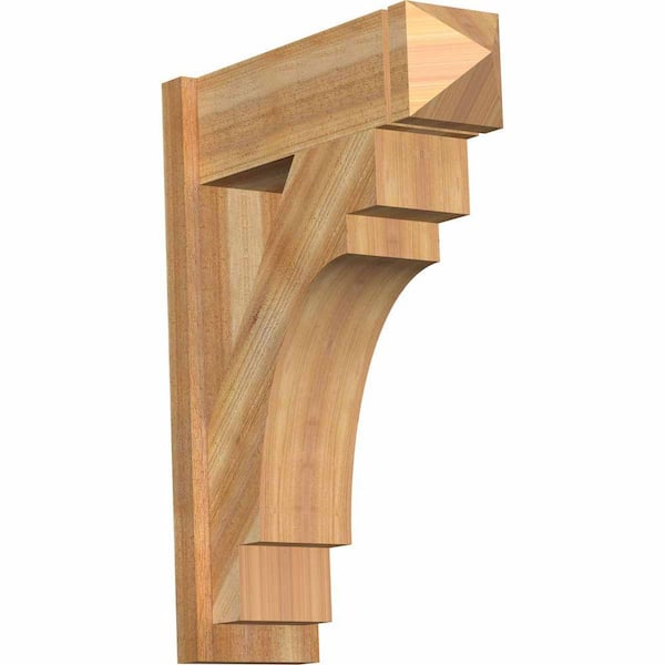 Ekena Millwork 8 in. x 32 in. x 24 in. Merced Arts and Crafts Rough Sawn Western Red Cedar Outlooker