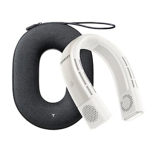 Coolify 2S Bladeless 1.5 in. Wearable Neck Air Conditioner and Heater 3-Speeds Personal Fan in White 5000 mAh